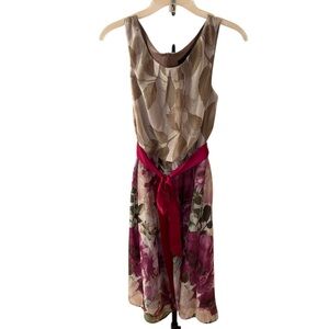 Connected Apparel Brown & Purple Floral Fit & Flare Dress